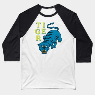 Japanese Tattoo style blue Tiger Baseball T-Shirt